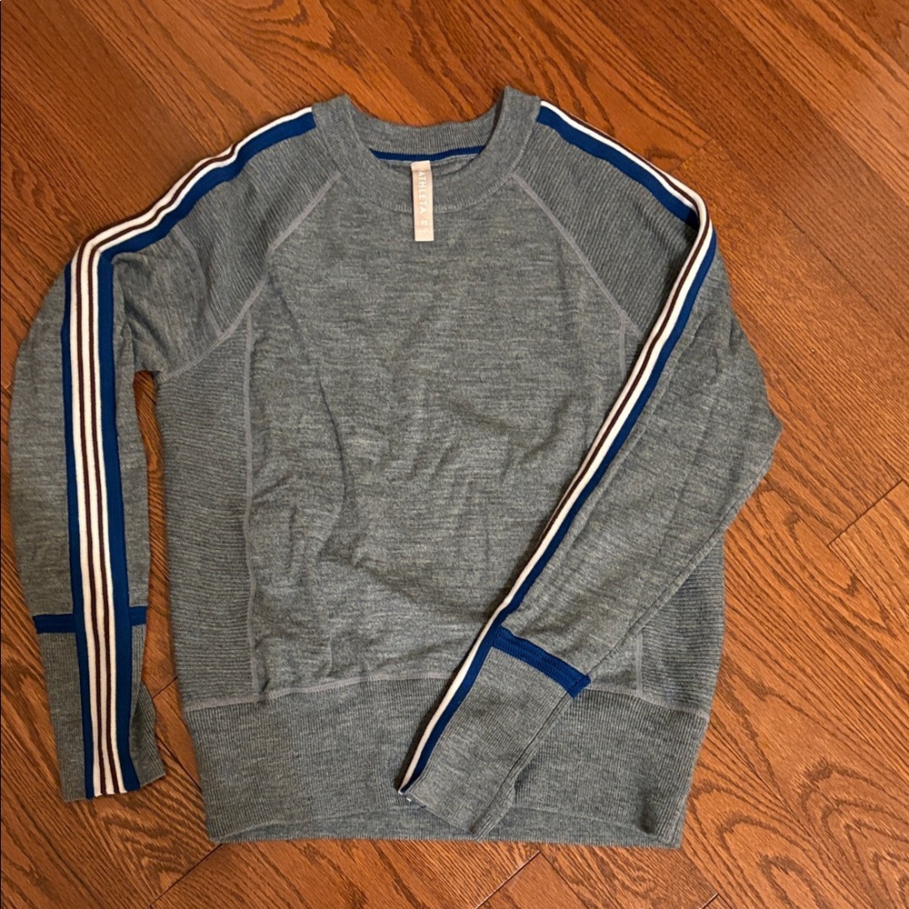 Athleta Women's Gray Sweater with Stripe Accents
